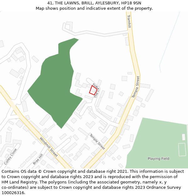 41, THE LAWNS, BRILL, AYLESBURY, HP18 9SN: Location map and indicative extent of plot
