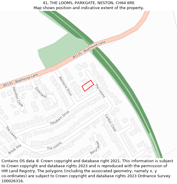 41, THE LOOMS, PARKGATE, NESTON, CH64 6RE: Location map and indicative extent of plot