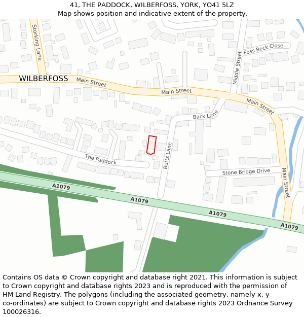 41, THE PADDOCK, WILBERFOSS, YORK, YO41 5LZ: Location map and indicative extent of plot