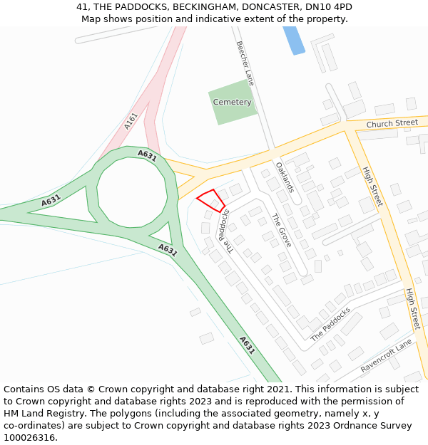 41, THE PADDOCKS, BECKINGHAM, DONCASTER, DN10 4PD: Location map and indicative extent of plot