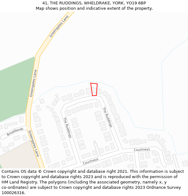 41, THE RUDDINGS, WHELDRAKE, YORK, YO19 6BP: Location map and indicative extent of plot