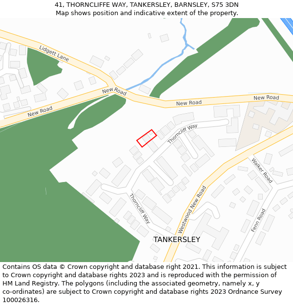 41, THORNCLIFFE WAY, TANKERSLEY, BARNSLEY, S75 3DN: Location map and indicative extent of plot