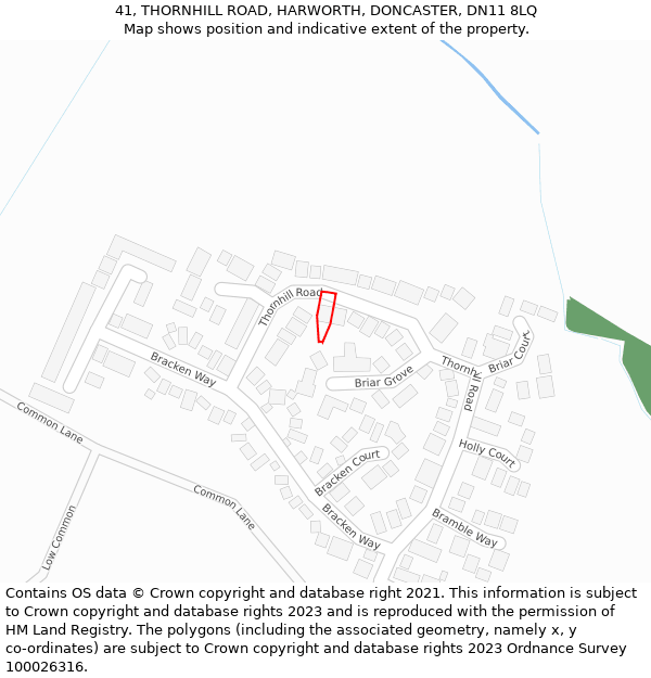 41, THORNHILL ROAD, HARWORTH, DONCASTER, DN11 8LQ: Location map and indicative extent of plot