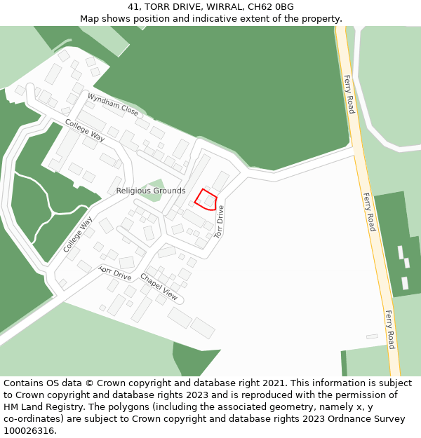 41, TORR DRIVE, WIRRAL, CH62 0BG: Location map and indicative extent of plot