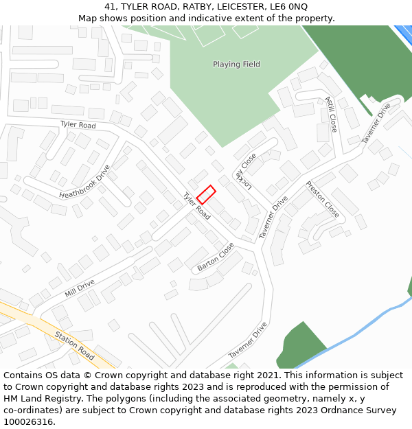 41, TYLER ROAD, RATBY, LEICESTER, LE6 0NQ: Location map and indicative extent of plot