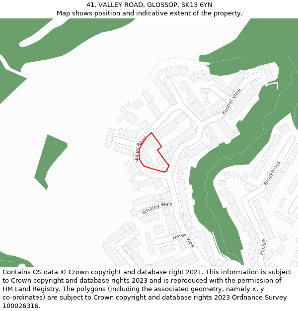 41, VALLEY ROAD, GLOSSOP, SK13 6YN: Location map and indicative extent of plot