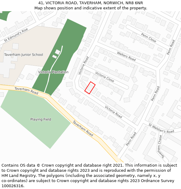 41, VICTORIA ROAD, TAVERHAM, NORWICH, NR8 6NR: Location map and indicative extent of plot
