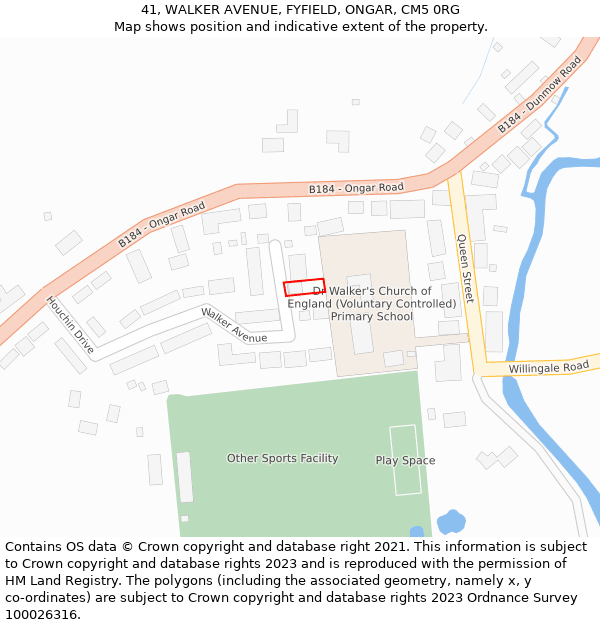 41, WALKER AVENUE, FYFIELD, ONGAR, CM5 0RG: Location map and indicative extent of plot