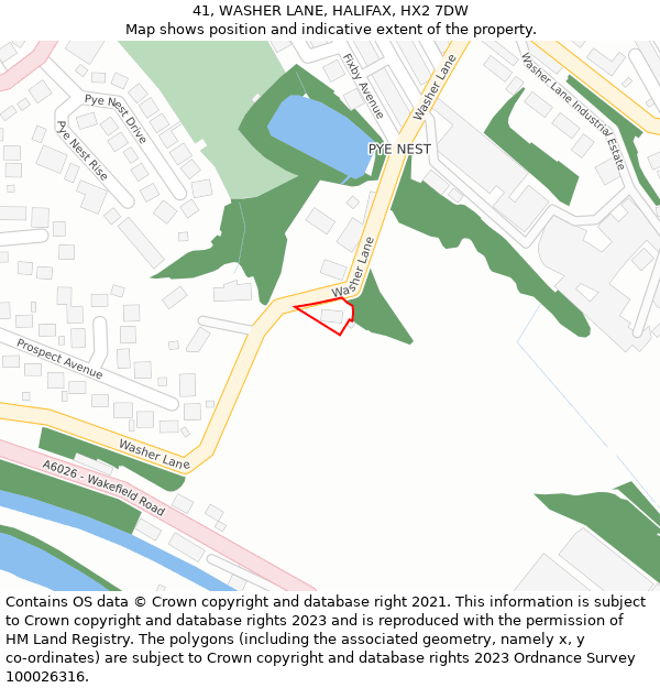 41, WASHER LANE, HALIFAX, HX2 7DW: Location map and indicative extent of plot