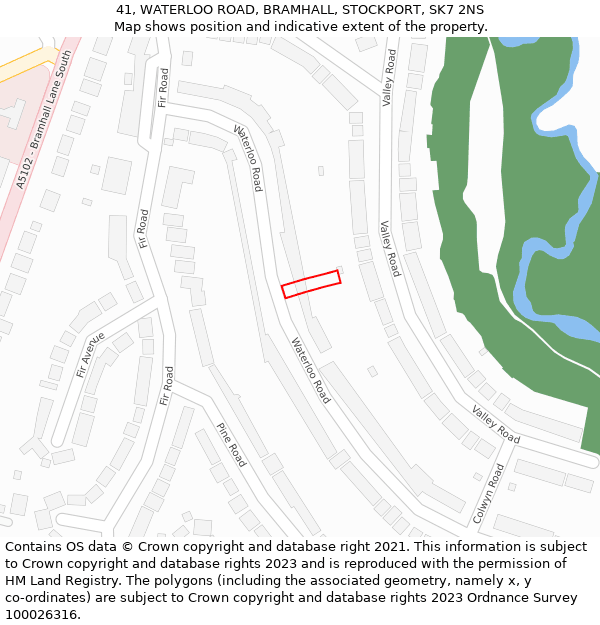 41, WATERLOO ROAD, BRAMHALL, STOCKPORT, SK7 2NS: Location map and indicative extent of plot