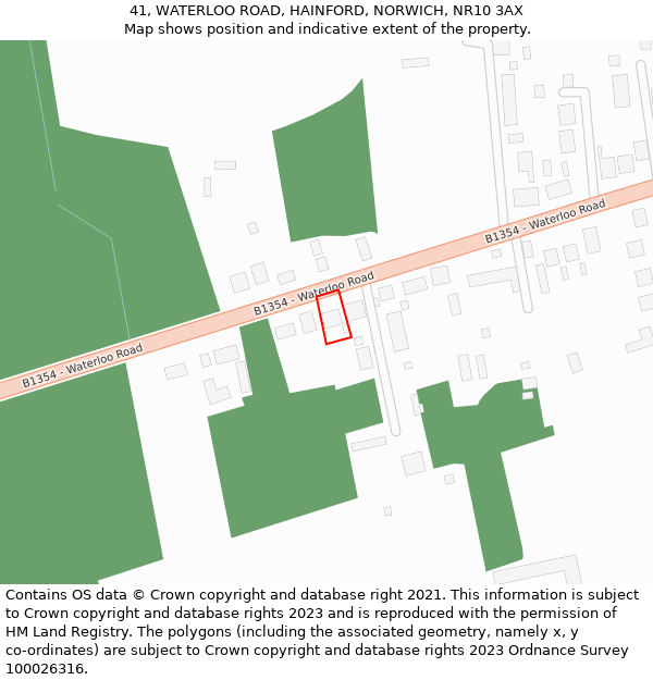 41, WATERLOO ROAD, HAINFORD, NORWICH, NR10 3AX: Location map and indicative extent of plot