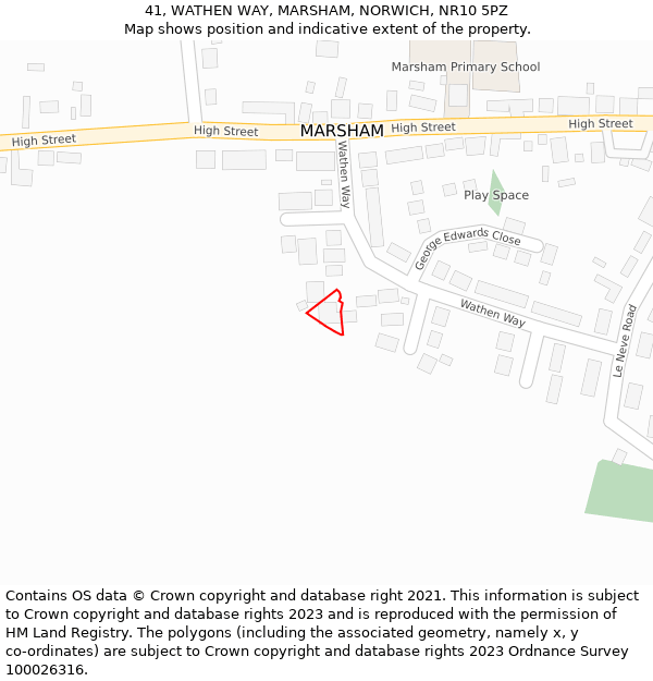 41, WATHEN WAY, MARSHAM, NORWICH, NR10 5PZ: Location map and indicative extent of plot