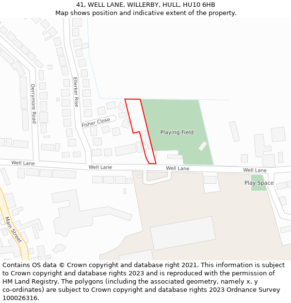 41, WELL LANE, WILLERBY, HULL, HU10 6HB: Location map and indicative extent of plot