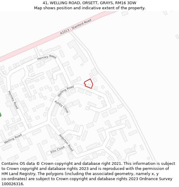 41, WELLING ROAD, ORSETT, GRAYS, RM16 3DW: Location map and indicative extent of plot