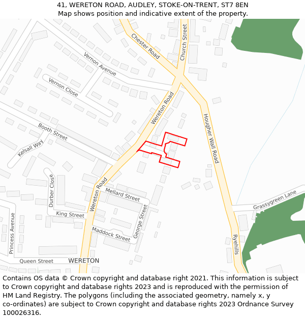 41, WERETON ROAD, AUDLEY, STOKE-ON-TRENT, ST7 8EN: Location map and indicative extent of plot