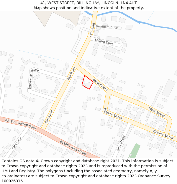 41, WEST STREET, BILLINGHAY, LINCOLN, LN4 4HT: Location map and indicative extent of plot