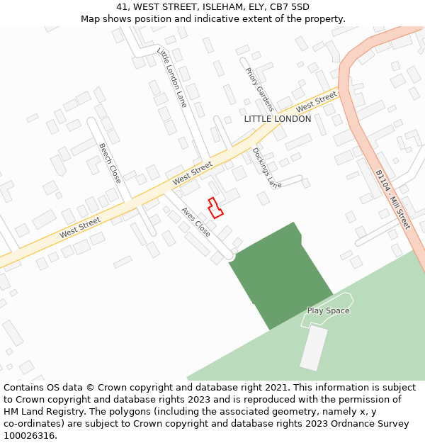 41, WEST STREET, ISLEHAM, ELY, CB7 5SD: Location map and indicative extent of plot