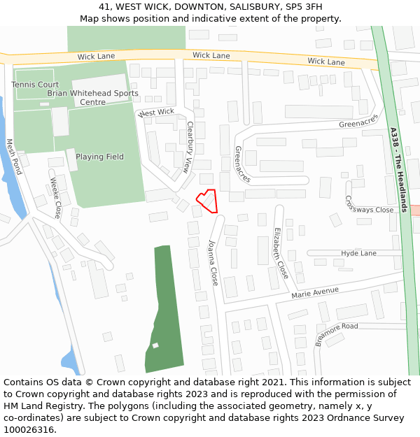 41, WEST WICK, DOWNTON, SALISBURY, SP5 3FH: Location map and indicative extent of plot