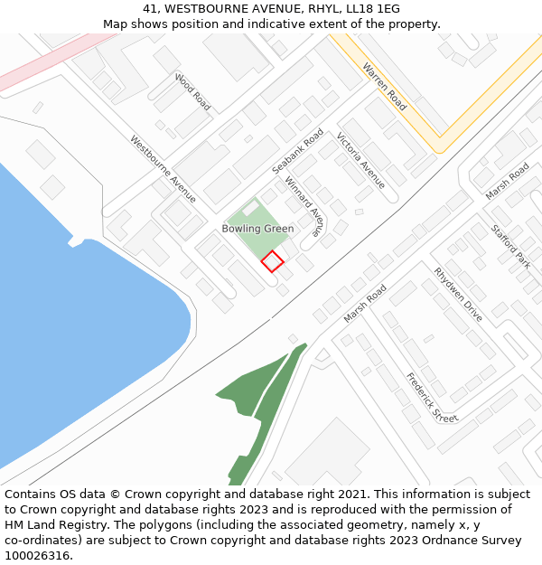 41, WESTBOURNE AVENUE, RHYL, LL18 1EG: Location map and indicative extent of plot