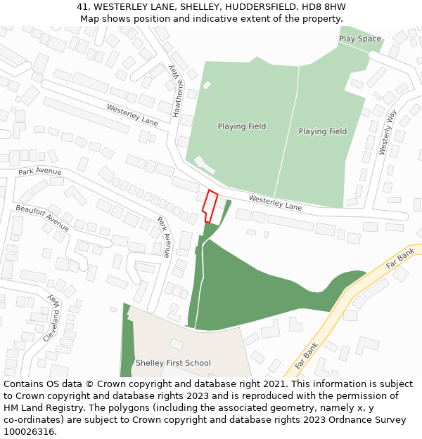 41, WESTERLEY LANE, SHELLEY, HUDDERSFIELD, HD8 8HW: Location map and indicative extent of plot