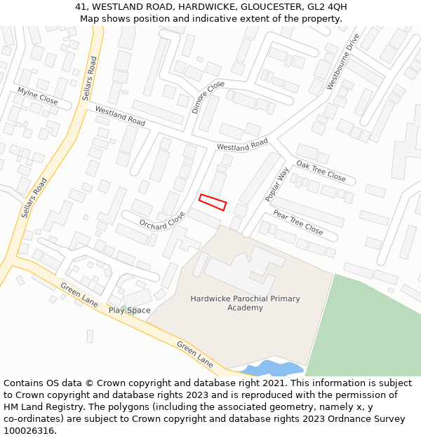 41, WESTLAND ROAD, HARDWICKE, GLOUCESTER, GL2 4QH: Location map and indicative extent of plot