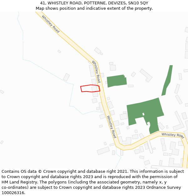 41, WHISTLEY ROAD, POTTERNE, DEVIZES, SN10 5QY: Location map and indicative extent of plot