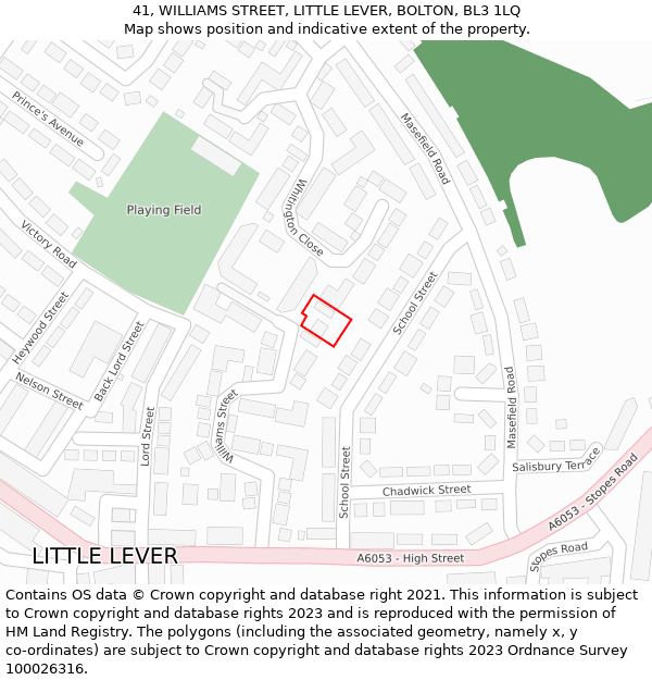 41, WILLIAMS STREET, LITTLE LEVER, BOLTON, BL3 1LQ: Location map and indicative extent of plot