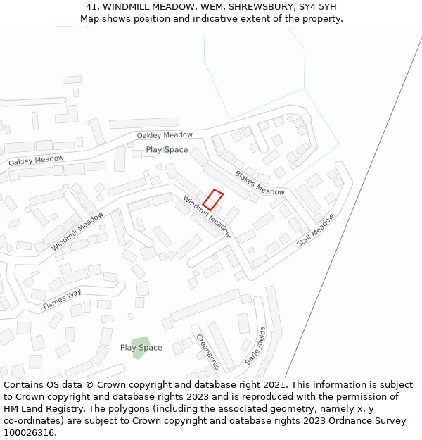 41, WINDMILL MEADOW, WEM, SHREWSBURY, SY4 5YH: Location map and indicative extent of plot