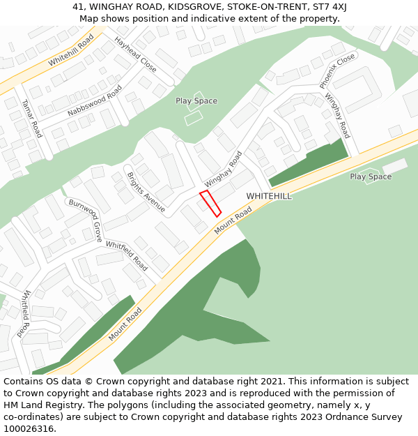 41, WINGHAY ROAD, KIDSGROVE, STOKE-ON-TRENT, ST7 4XJ: Location map and indicative extent of plot