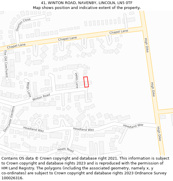 41, WINTON ROAD, NAVENBY, LINCOLN, LN5 0TF: Location map and indicative extent of plot