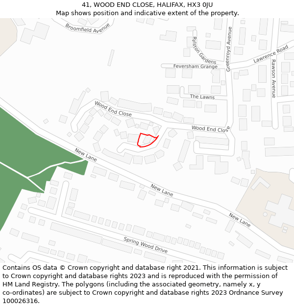 41, WOOD END CLOSE, HALIFAX, HX3 0JU: Location map and indicative extent of plot