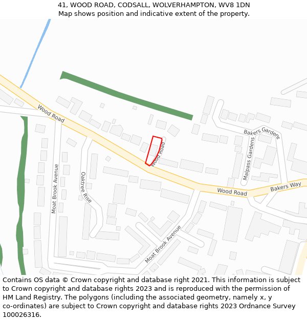 41, WOOD ROAD, CODSALL, WOLVERHAMPTON, WV8 1DN: Location map and indicative extent of plot