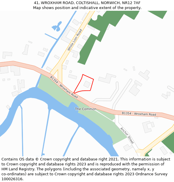 41, WROXHAM ROAD, COLTISHALL, NORWICH, NR12 7AF: Location map and indicative extent of plot
