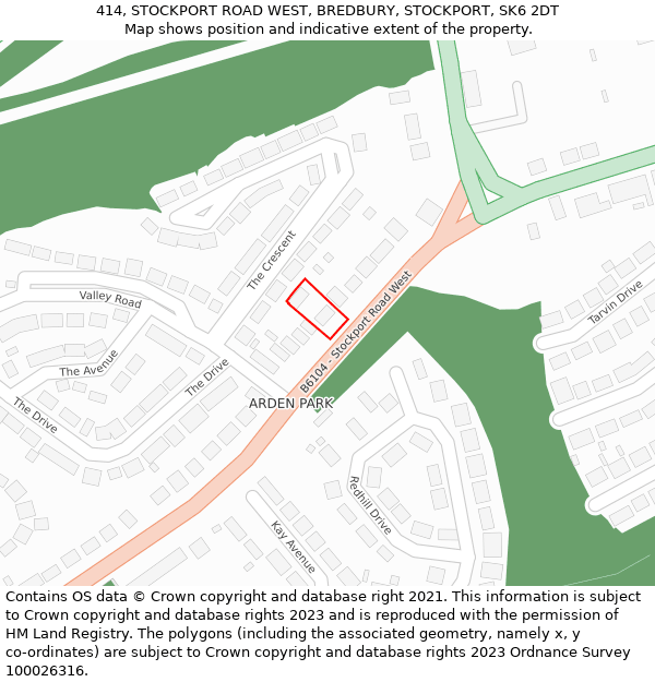 414, STOCKPORT ROAD WEST, BREDBURY, STOCKPORT, SK6 2DT: Location map and indicative extent of plot