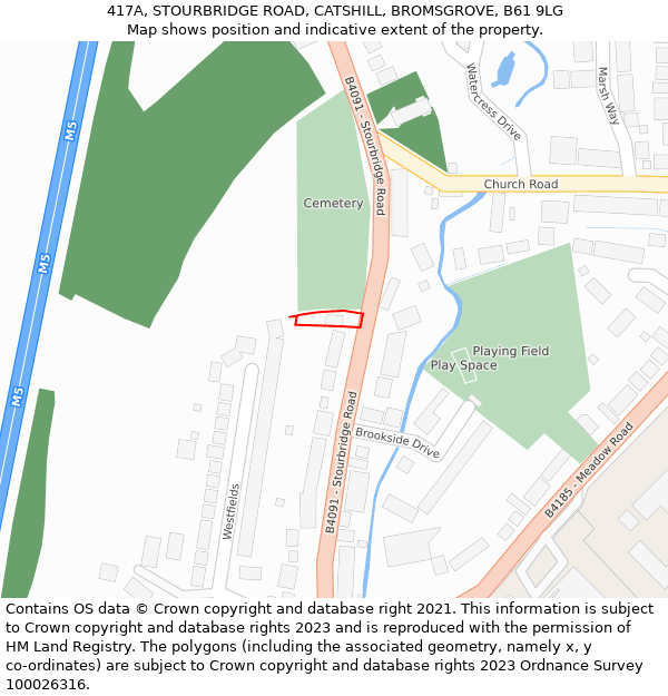 417A, STOURBRIDGE ROAD, CATSHILL, BROMSGROVE, B61 9LG: Location map and indicative extent of plot
