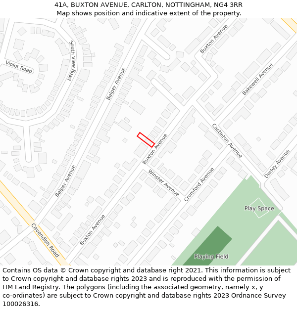 41A, BUXTON AVENUE, CARLTON, NOTTINGHAM, NG4 3RR: Location map and indicative extent of plot