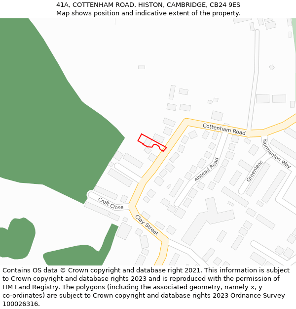 41A, COTTENHAM ROAD, HISTON, CAMBRIDGE, CB24 9ES: Location map and indicative extent of plot