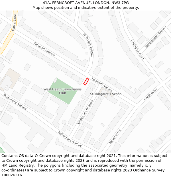 41A, FERNCROFT AVENUE, LONDON, NW3 7PG: Location map and indicative extent of plot