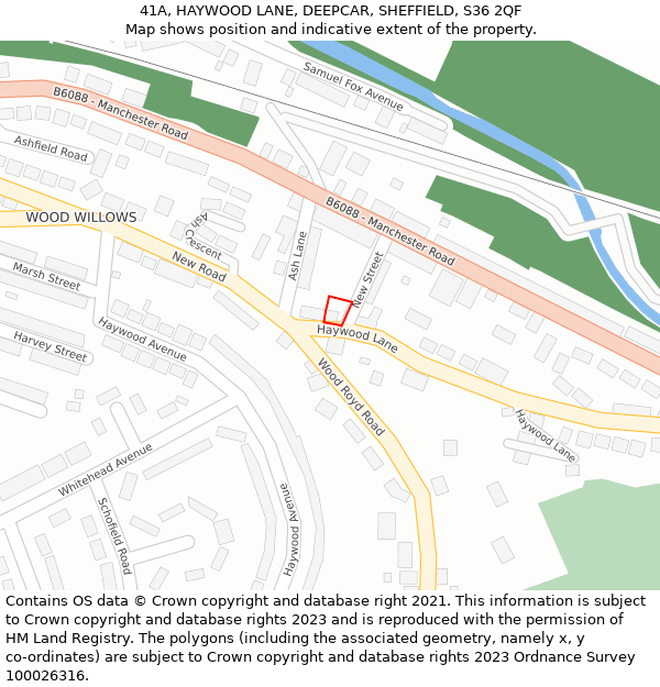 41A, HAYWOOD LANE, DEEPCAR, SHEFFIELD, S36 2QF: Location map and indicative extent of plot