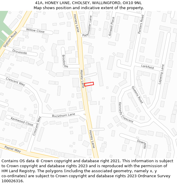 41A, HONEY LANE, CHOLSEY, WALLINGFORD, OX10 9NL: Location map and indicative extent of plot