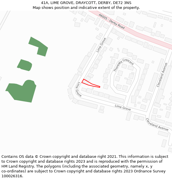 41A, LIME GROVE, DRAYCOTT, DERBY, DE72 3NS: Location map and indicative extent of plot