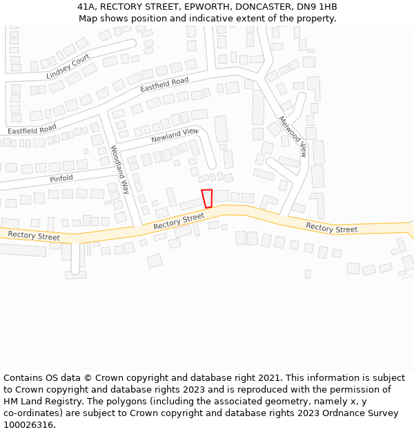 41A, RECTORY STREET, EPWORTH, DONCASTER, DN9 1HB: Location map and indicative extent of plot