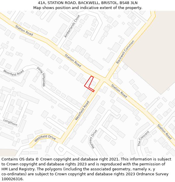 41A, STATION ROAD, BACKWELL, BRISTOL, BS48 3LN: Location map and indicative extent of plot