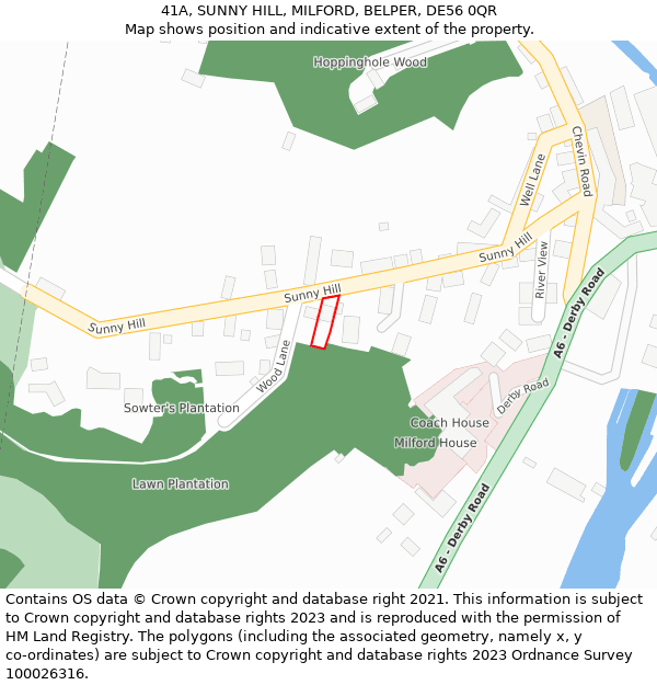 41A, SUNNY HILL, MILFORD, BELPER, DE56 0QR: Location map and indicative extent of plot