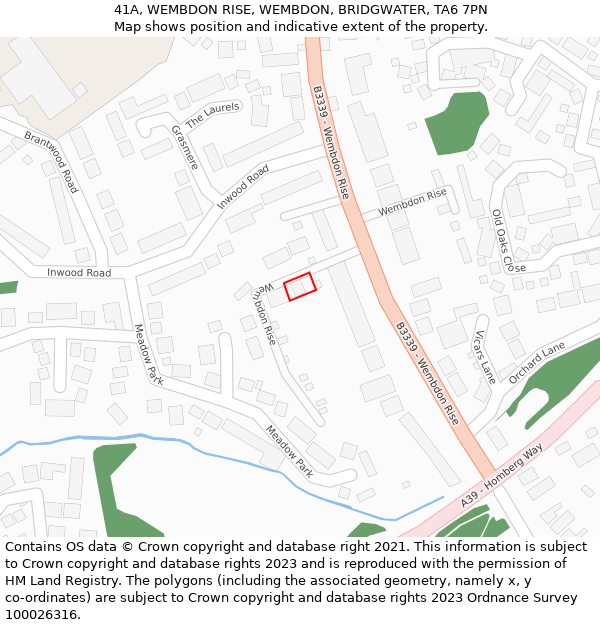 41A, WEMBDON RISE, WEMBDON, BRIDGWATER, TA6 7PN: Location map and indicative extent of plot