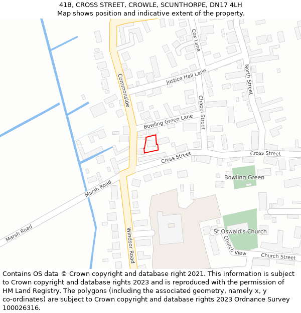 41B, CROSS STREET, CROWLE, SCUNTHORPE, DN17 4LH: Location map and indicative extent of plot