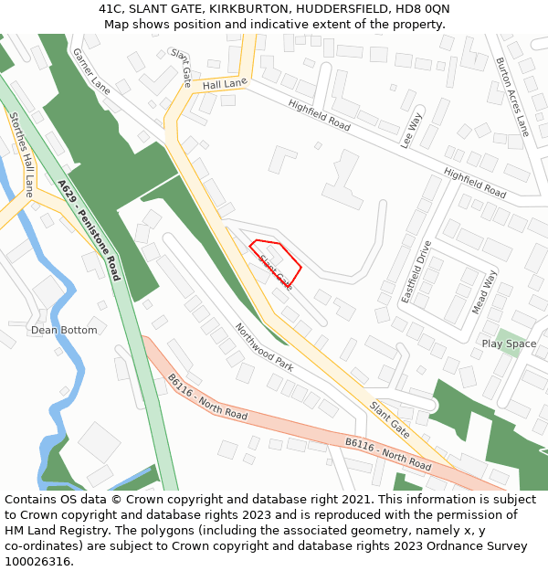 41C, SLANT GATE, KIRKBURTON, HUDDERSFIELD, HD8 0QN: Location map and indicative extent of plot