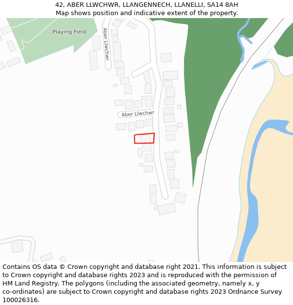 42, ABER LLWCHWR, LLANGENNECH, LLANELLI, SA14 8AH: Location map and indicative extent of plot