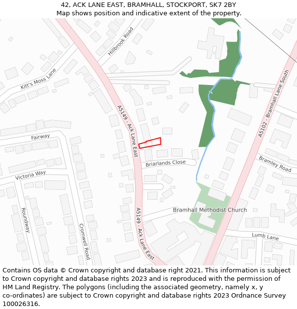 42, ACK LANE EAST, BRAMHALL, STOCKPORT, SK7 2BY: Location map and indicative extent of plot