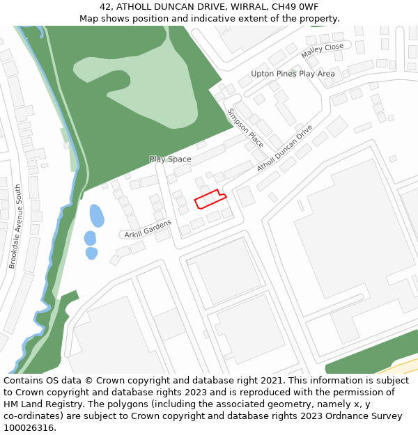 42, ATHOLL DUNCAN DRIVE, WIRRAL, CH49 0WF: Location map and indicative extent of plot